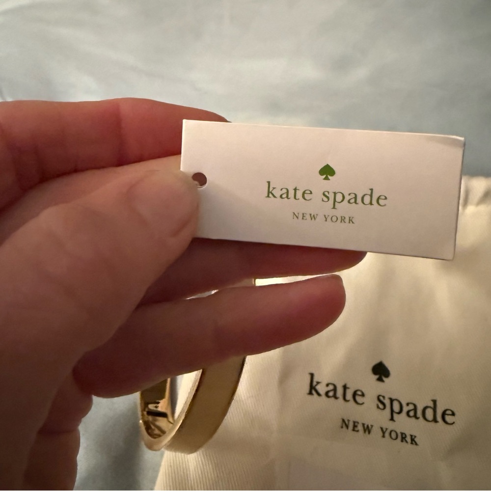 Kate Spade Gold and Cream Keyhole Geometric Bangle - Picture 5 of 6